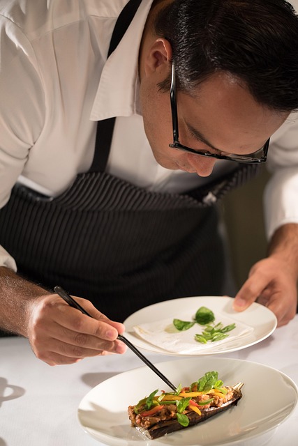 Chef plating a dish